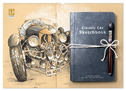 Classic Car Sketchbook (Wandkalender 2027 DIN A2 quer), CALVENDO Monatskalender