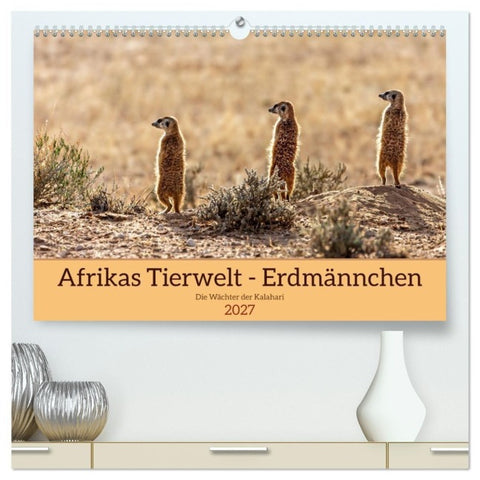 Afrikas Tierwelt - Erdmännchen (hochwertiger Premium Wandkalender 2027 DIN A2 quer), Kunstdruck in Hochglanz