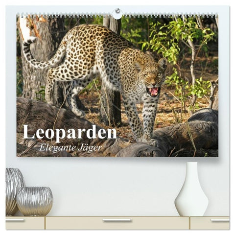 Leoparden. Elegante Jäger (hochwertiger Premium Wandkalender 2026 DIN A2 quer), Kunstdruck in Hochglanz