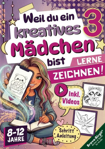 Lerne Zeichnen mit Videos! Zeichenbuch für Mädchen von 8-12 Jahren