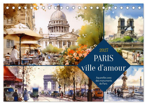Paris, ville d'amour (Calendrier de bureau 2027 DIN A5 vertical), CALVENDO calendrier mensuel