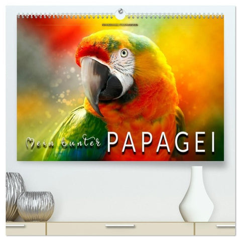 Mein bunter Papagei (hochwertiger Premium Wandkalender 2027 DIN A2 quer), Kunstdruck in Hochglanz
