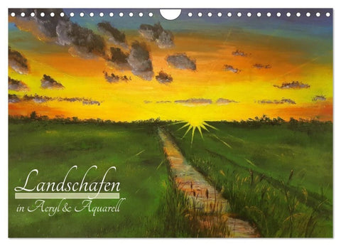 Landschaften in Acryl & Aquarell (Wandkalender 2027 DIN A4 quer), CALVENDO Monatskalender