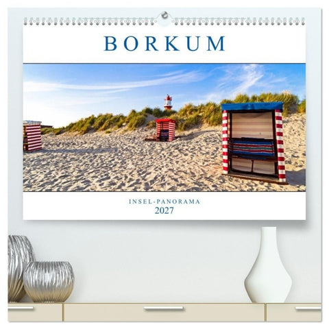 Borkum Inselpanorama (hochwertiger Premium Wandkalender 2027 DIN A2 quer), Kunstdruck in Hochglanz