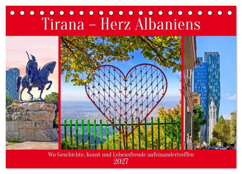 Tirana - Herz Albaniens (Tischkalender 2027 DIN A5 quer), CALVENDO Monatskalender