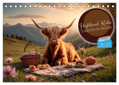 Highland Kühe (Tischkalender 2027 DIN A5 quer), CALVENDO Monatskalender