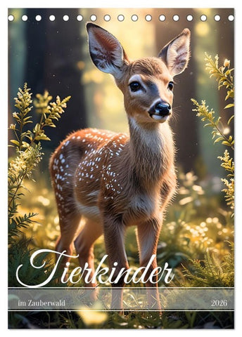 Tierkinder im Zauberwald (Tischkalender 2026 DIN A5 hoch), CALVENDO Monatskalender