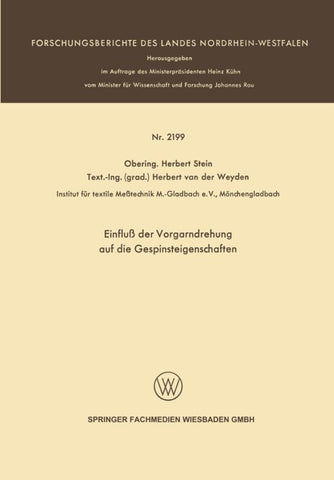 Einfluß der Vorgarndrehung auf die Gespinsteigenschaften