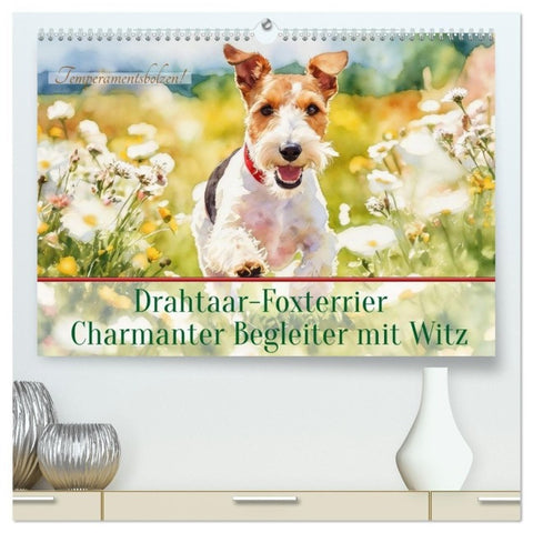 Drahthaar-Foxterrier charmanter Begleiter mit Witz (hochwertiger Premium Wandkalender 2027 DIN A2 quer), Kunstdruck in Hochglanz