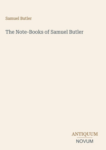 The Note-Books of Samuel Butler