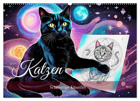 Katzen Schnurrige Künstler (Wandkalender 2027 DIN A2 quer), CALVENDO Monatskalender