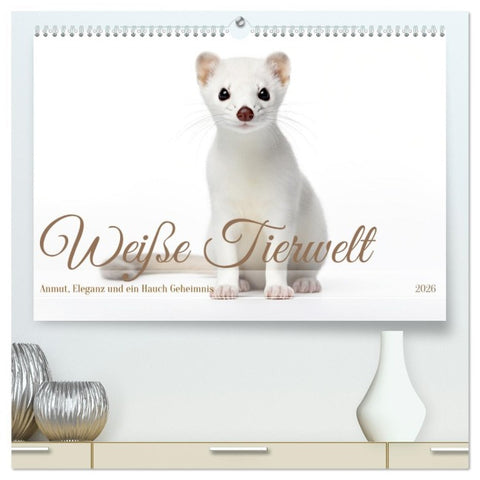 Weiße Tierwelt (hochwertiger Premium Wandkalender 2026 DIN A2 quer), Kunstdruck in Hochglanz
