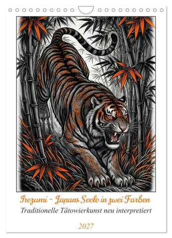 Irezumi - Japans Seele in zwei Farben (Wandkalender 2027 DIN A4 hoch), CALVENDO Monatskalender