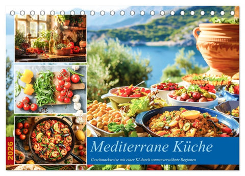 Mediterrane Küche (Tischkalender 2026 DIN A5 quer), CALVENDO Monatskalender