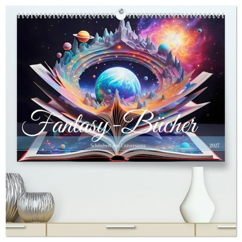 Fantasy-Bücher Schönheit des Universums (hochwertiger Premium Wandkalender 2027 DIN A2 quer), Kunstdruck in Hochglanz