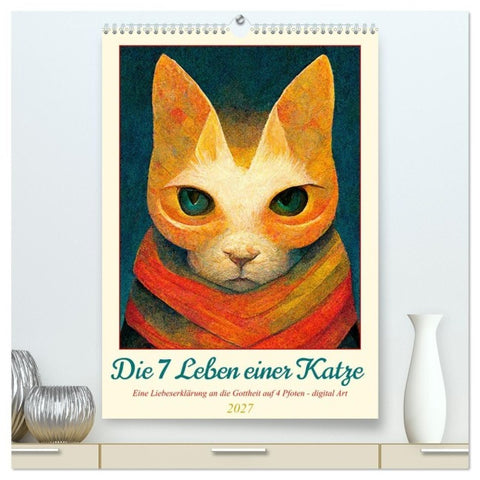 Die 7 Leben einer Katze (hochwertiger Premium Wandkalender 2027 DIN A2 hoch), Kunstdruck in Hochglanz