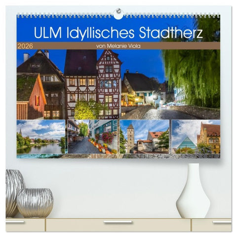 ULM Idyllisches Stadtherz (hochwertiger Premium Wandkalender 2026 DIN A2 quer), Kunstdruck in Hochglanz
