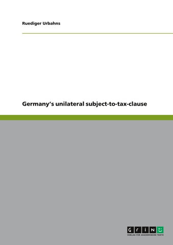 Germany's unilateral subject-to-tax-clause