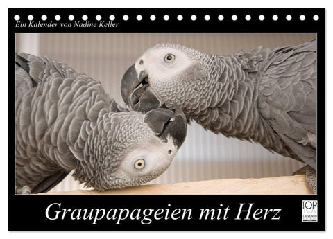 Graupapageien mit Herz (Tischkalender 2027 DIN A5 quer), CALVENDO Monatskalender
