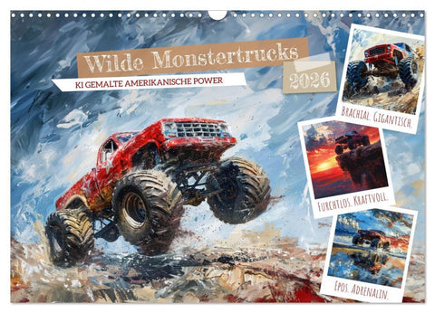 Wilde Monstertrucks (Wandkalender 2026 DIN A3 quer), CALVENDO Monatskalender