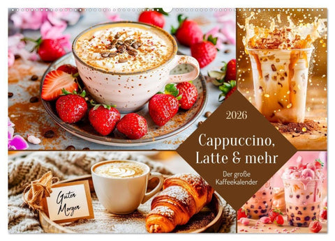Cappuccino, Latte und mehr - Der große Kaffeekalender (Wandkalender 2026 DIN A2 quer), CALVENDO Monatskalender