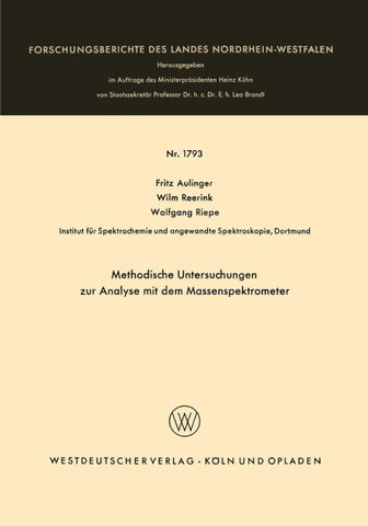 Methodische Untersuchungen zur Analyse mit dem Massenspektrometer
