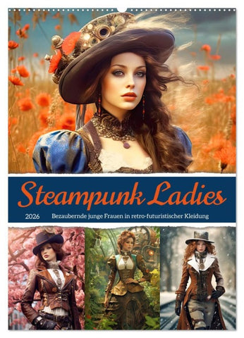 Steampunk Ladies (Wandkalender 2026 DIN A2 hoch), CALVENDO Monatskalender