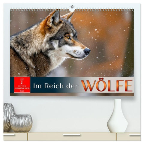 Im Reich der Wölfe (hochwertiger Premium Wandkalender 2026 DIN A2 quer), Kunstdruck in Hochglanz