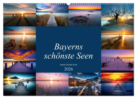 Schöne Seen in Bayern (Wandkalender 2026 DIN A2 quer), CALVENDO Monatskalender