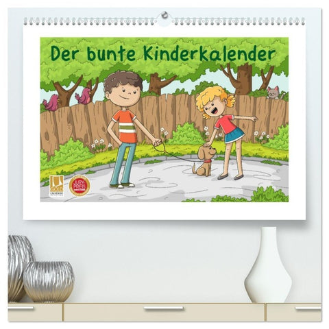 Der bunte Kinderkalender (hochwertiger Premium Wandkalender 2026 DIN A2 quer), Kunstdruck in Hochglanz