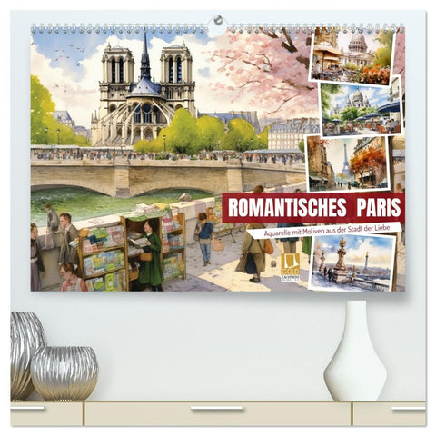Romantisches Paris (hochwertiger Premium Wandkalender 2027 DIN A2 quer), Kunstdruck in Hochglanz