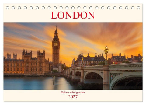 London Sehenswürdigkeiten (Tischkalender 2027 DIN A5 quer), CALVENDO Monatskalender