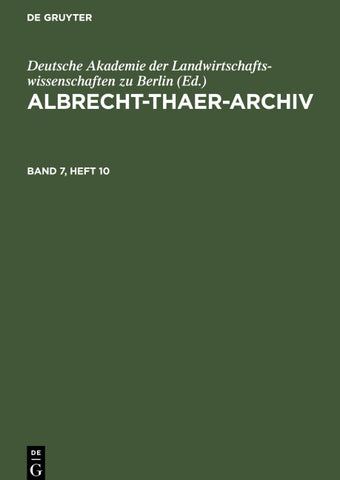 Albrecht-Thaer-Archiv. Band 7, Heft 10