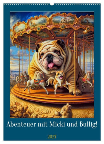 Abenteuer mit Micki und Bullig! (Wandkalender 2027 DIN A2 hoch), CALVENDO Monatskalender