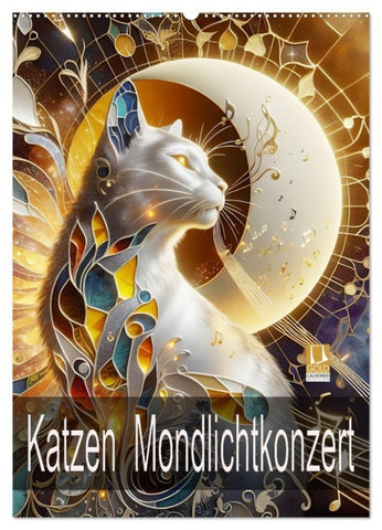 Katzen Mondlichtkonzert (Wandkalender 2027 DIN A2 hoch), CALVENDO Monatskalender