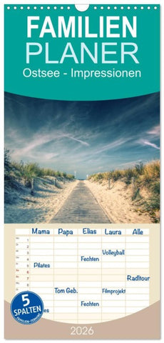 Familienplaner 2026 - Ostsee - Impressionen mit 5 Spalten (Wandkalender, 21 x 45 cm) CALVENDO