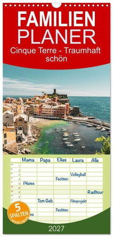 Familienplaner 2027 - Cinque Terre - Traumhaft schön mit 5 Spalten (Wandkalender, 21 x 45 cm) CALVENDO