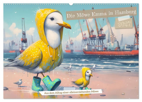 Die Möwe Emma in Hamburg (Wandkalender 2027 DIN A2 quer), CALVENDO Monatskalender