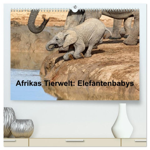 Afrikas Tierwelt: Elefantenbabys (hochwertiger Premium Wandkalender 2026 DIN A2 quer), Kunstdruck in Hochglanz
