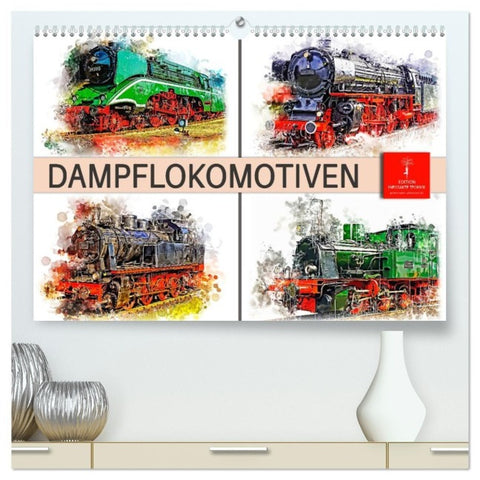 Beeindruckende Dampflokomotiven (hochwertiger Premium Wandkalender 2027 DIN A2 quer), Kunstdruck in Hochglanz