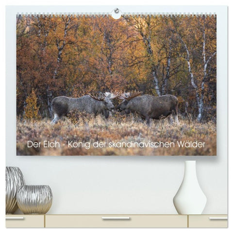 Der Elch - König der skandinavischen Wälder (hochwertiger Premium Wandkalender 2026 DIN A2 quer), Kunstdruck in Hochglanz