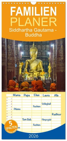 Familienplaner 2026 - Siddhartha Gautama - Buddha mit 5 Spalten (Wandkalender, 21 x 45 cm) CALVENDO
