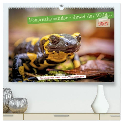 Feuersalamander - Juwel des Waldes (hochwertiger Premium Wandkalender 2027 DIN A2 quer), Kunstdruck in Hochglanz