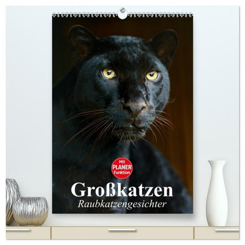 Großkatzen. Raubkatzengesichter (hochwertiger Premium Wandkalender 2027 DIN A2 hoch), Kunstdruck in Hochglanz