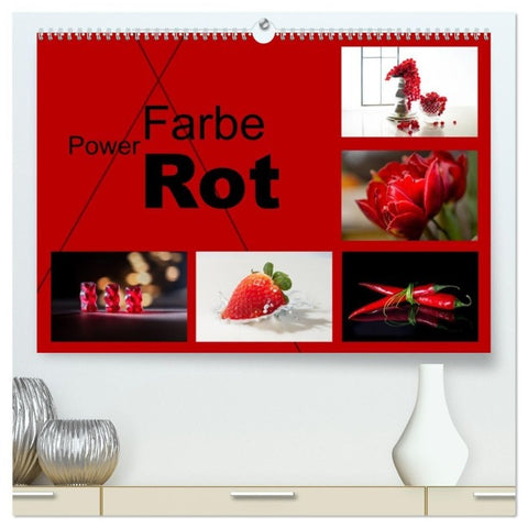 Powerfarbe Rot (hochwertiger Premium Wandkalender 2027 DIN A2 quer), Kunstdruck in Hochglanz