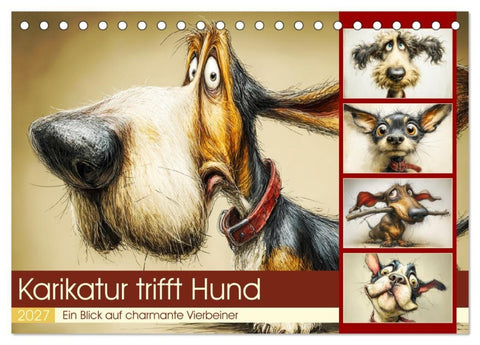 Karikatur trifft Hund. Ein Blick auf charmante Vierbeiner (Tischkalender 2027 DIN A5 quer), CALVENDO Monatskalender