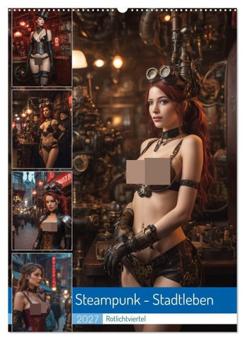 Steampunk - Stadtleben - Rotlichtviertel (Wandkalender 2027 DIN A2 hoch), CALVENDO Monatskalender