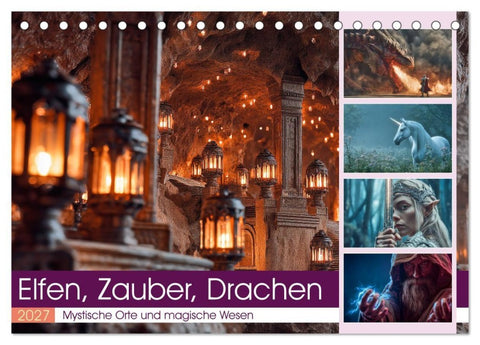 Elfen, Zauber, Drachen (Tischkalender 2027 DIN A5 quer), CALVENDO Monatskalender