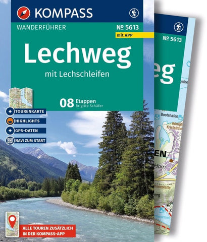KOMPASS Wanderführer Lechweg mit Lechschleifen, 16 Touren und Etappen mit Extra-Tourenkarte