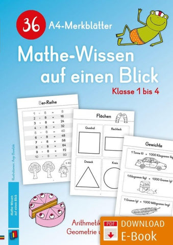36 A4-Merkblätter Mathe-Wissen auf einen Blick – Klasse 1 bis 4